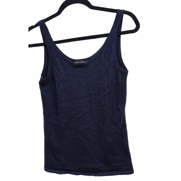 Ralph Lauren Womens Tank Top Navy Blue Knit Sleeveless Scoop Neck L Soft Soft - Picture 2 of 7
